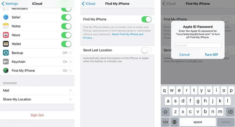 How to Turn off Find My iPhone on Settings